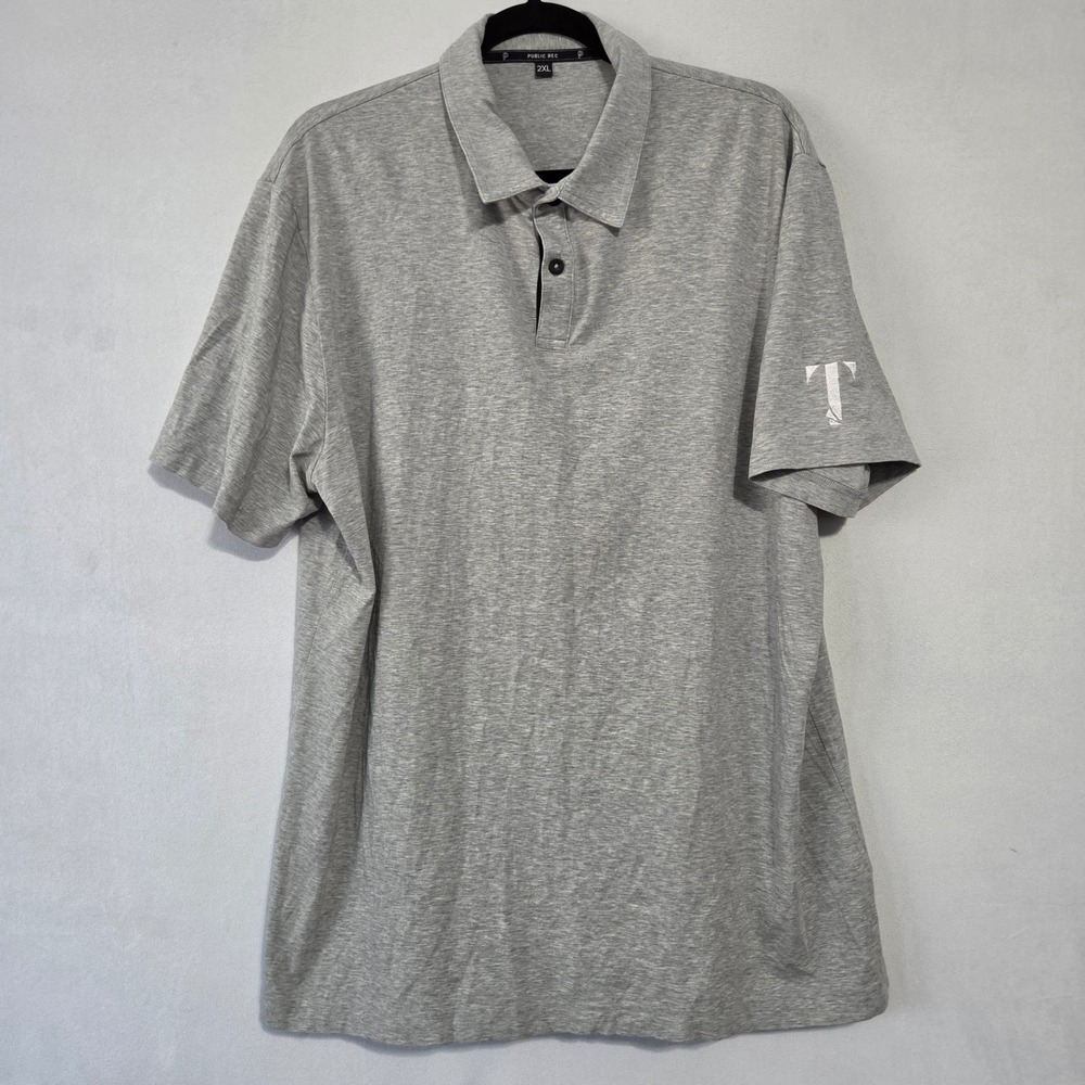 Public Rec Polo Shirt Men 2XL Gray Pima Cotton Blend Athleisure Golf Preppy Work